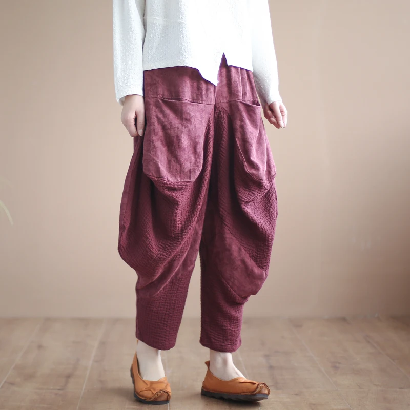 Женские хлопковые и льняные новые свободные мешковатые шаровары Hakama с широкими