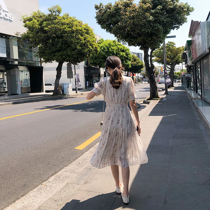 Mishow Женское элегантное длинное шифоновое платье с цветочным принтом V образным