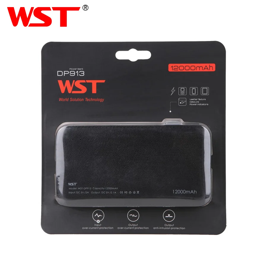 WST 12000 мАч портативный мобильный внешний аккумулятор для телефона iPhone Samsung