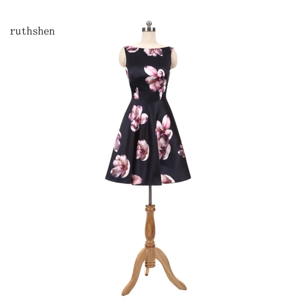Ruthshen/Новинка 2018 года Коктейльные дешевые праздничные Платья с цветочным принтом