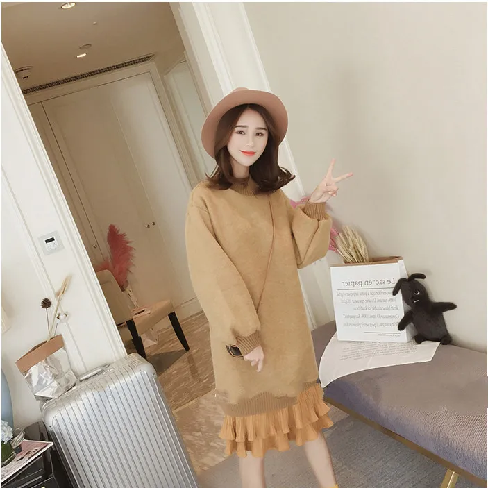 Модное плиссированное платье для беременных осень-зима Одежда женщин платья