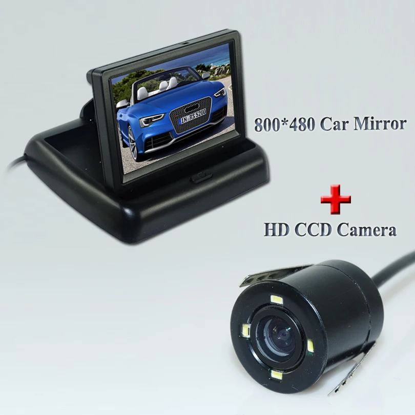 

Hot sale 2 In 1 Parking Assist HD CCD Waterproof Car Backup Reverse Night Vision Rear view camera+ 4.3 LCD Monitor