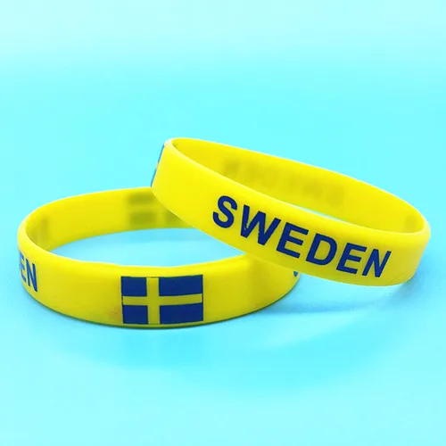 Sweden 1 шт. флаг страны спортивный силиконовый браслет для мужчин и женщин резиновые браслеты с голограммой черлидер браслет ремешок аксессуары Подарки - Окраска металла: Sweden