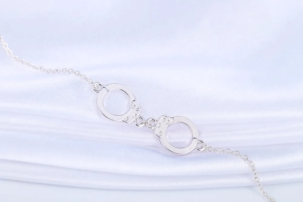 Kinitial Handcuffs Pendant Necklace Bracelets Jewelry Set Infinite Chain for Valentines Day Gifts Statement Bijoux | Украшения и