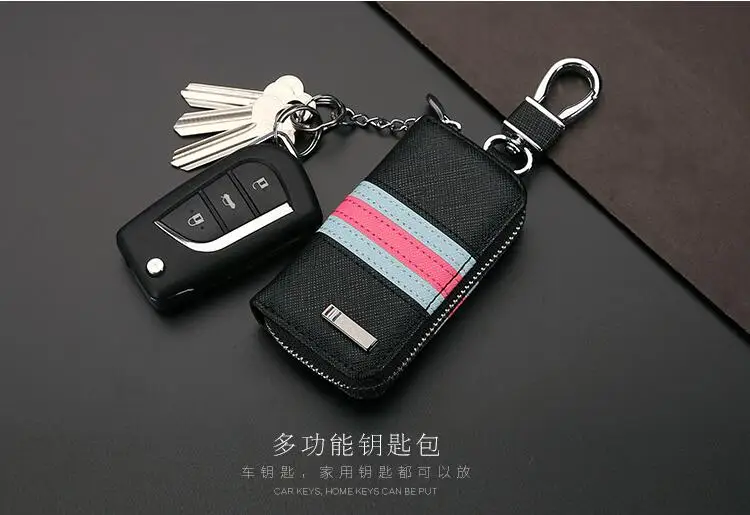 Buy 2018 New striated design Auto key wallet case Creative Car Key ring For Tesla Mustang Dodge Aston Martin Best Gift 3colors on