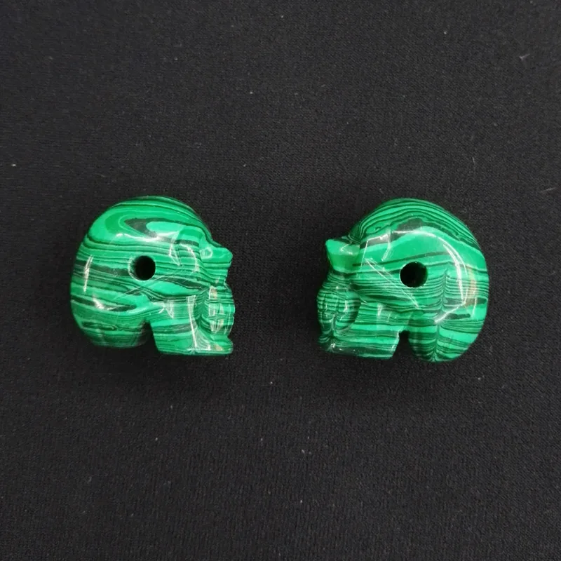 

wholesale fashion malachite carved skull head stone pendants fit DIY jewelry making 6pcs/lot