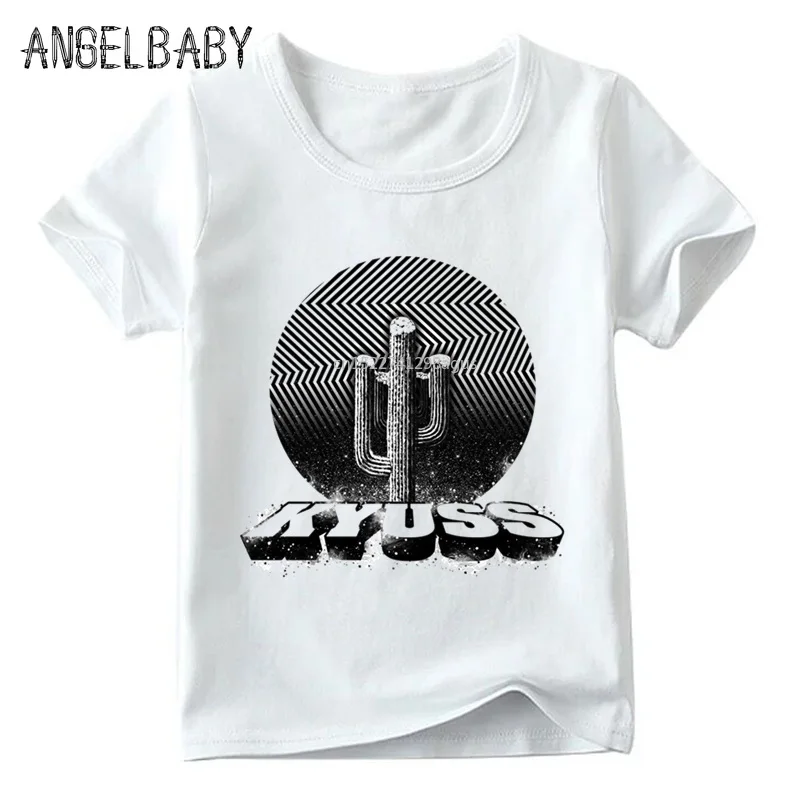 Boys and Girls Kyuss Rock Band Print T shirt Kids Summer Short Sleeve White Tops Children Fashion Casual T-shirt ooo779 |