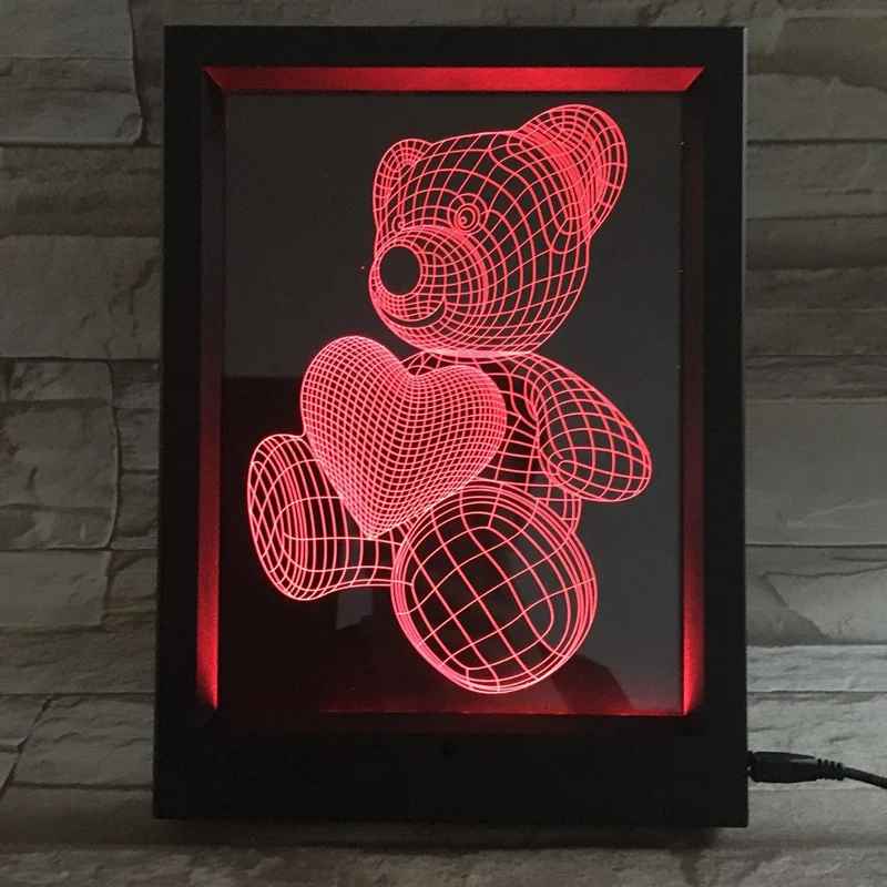 Креативный цветной светодиодный ночник с USB-разъемом в виде любовного медведя