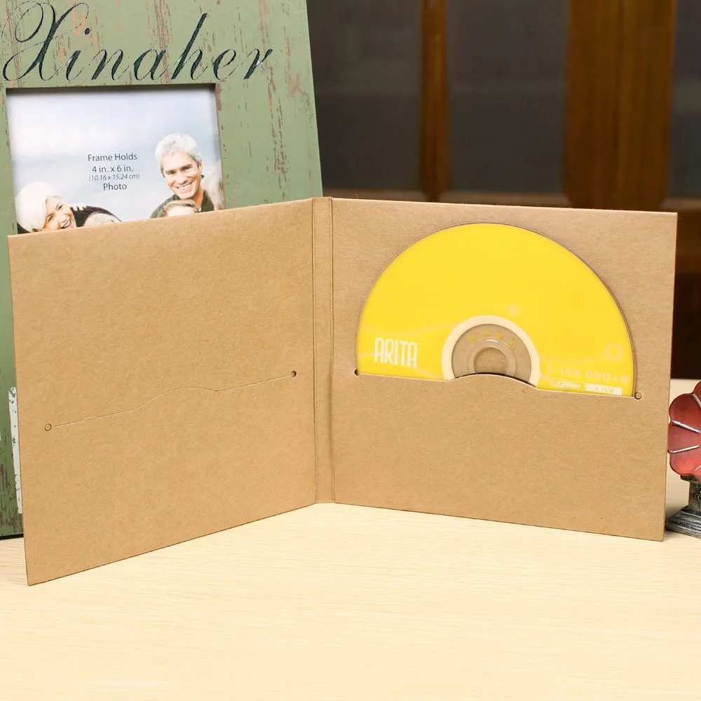 Xinaher 10 P kraft Бумага рукава CD Диски DVD упаковка мешок box cd чехол конверт для свадьбы