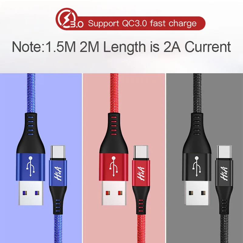Кабель для быстрой зарядки H &amp A 3A type C samsung S9 S8 Note 9 8 USB-C usb-кабель передачи данных