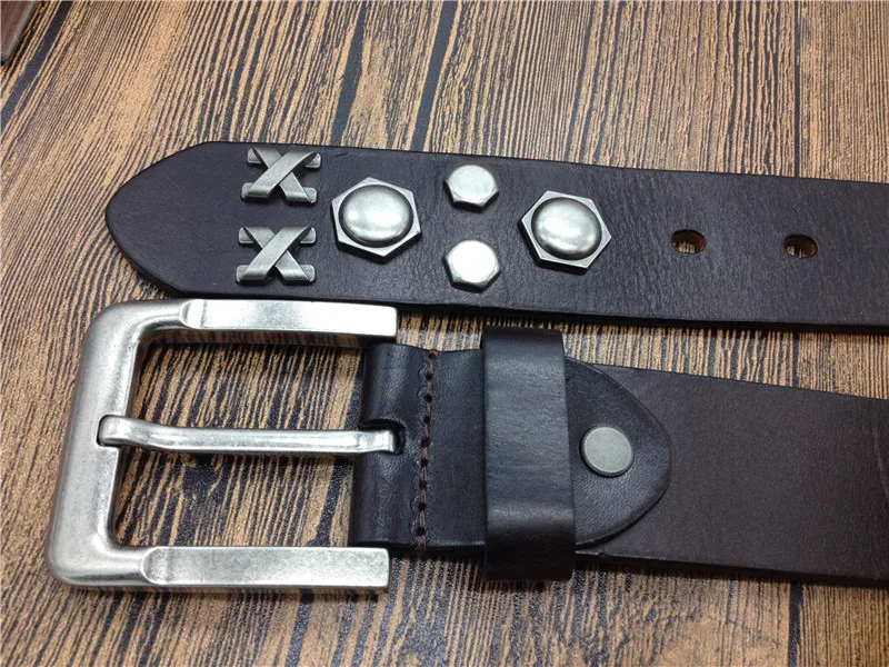 Мужской ремень в стиле панк из натуральной кожи с заклепками 00005|punk belts for men|belt menpunk