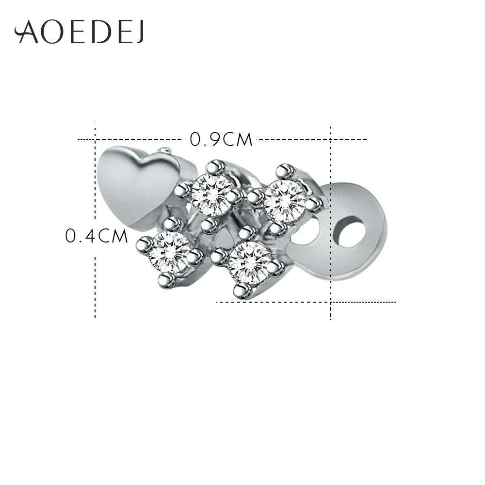 AOEDEJ кристалл сердце микро кожа дайвер кожный Пирсинг из нержавеющей стали Кожный