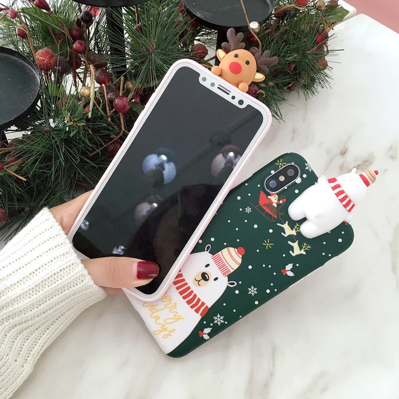 Рождественский фестиваль Снеговик Олень 3D животное чехол для iPhone X XS XR MAX 7 8 6 6S PLUS