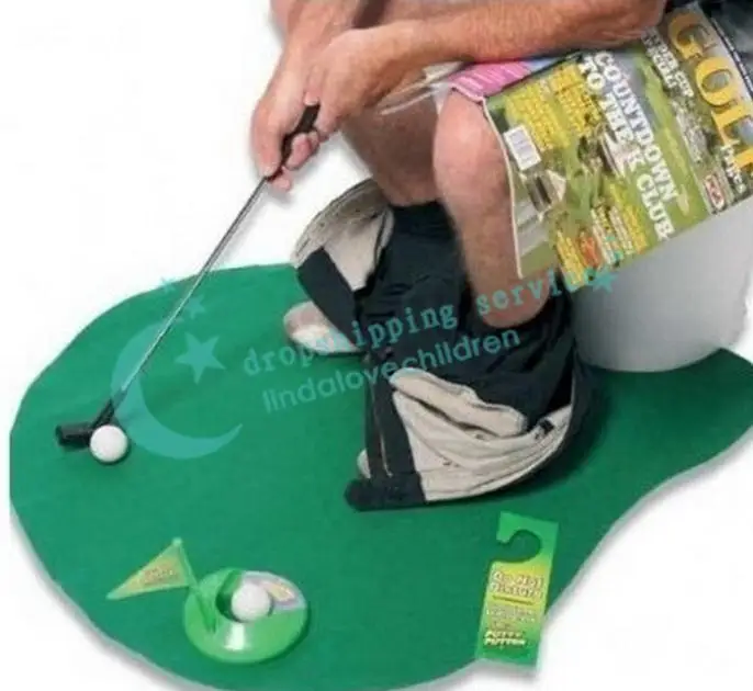 1 Set Potty Putter Toilet Golf Game Mini Putting Green Free Shipping |