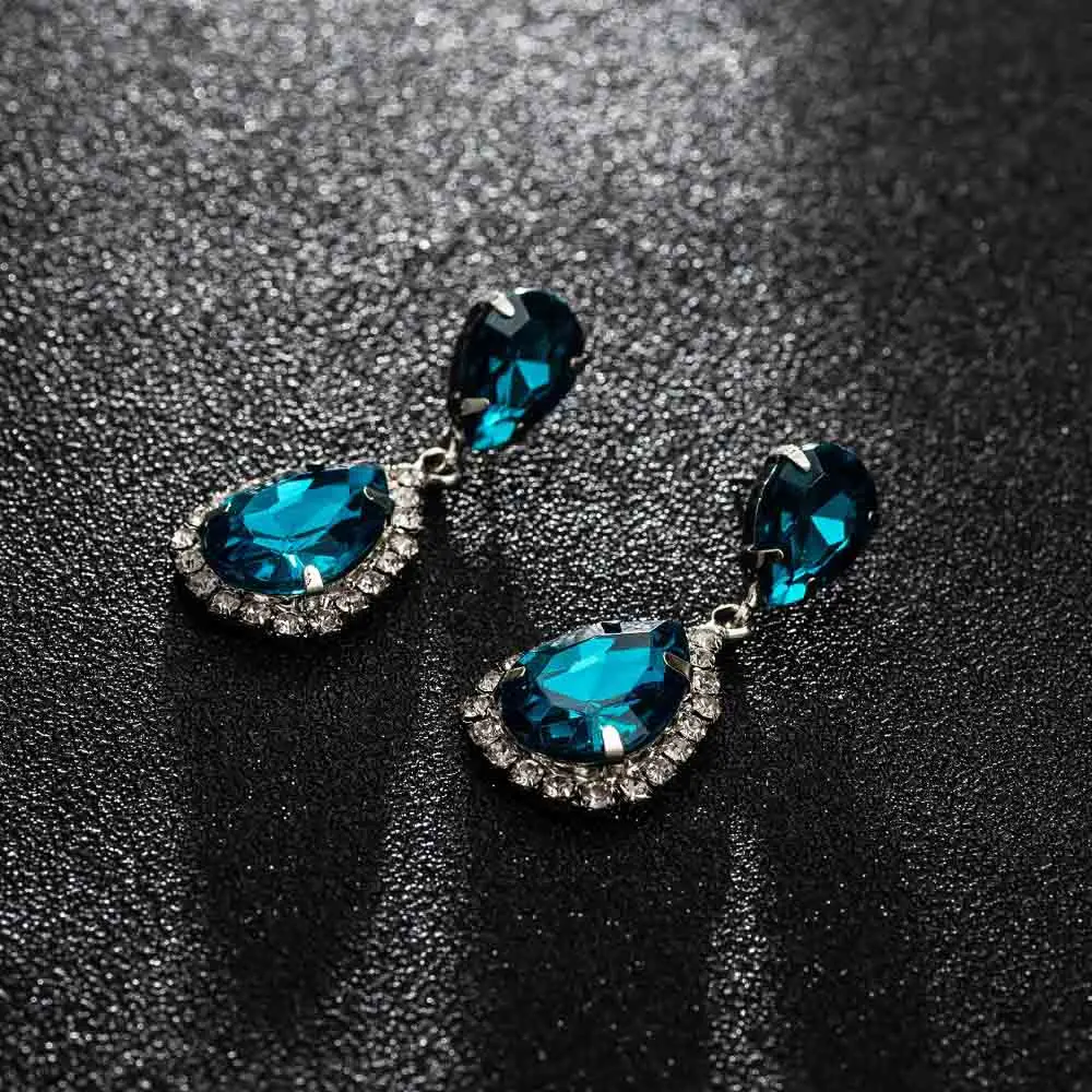 silver peacock blue YFJEWE серьги для невесты Косметика Geo ZhaoHao популярный горный хрусталь Кристал капля серьги для свадебного платья мода балдпат# E043 - Окраска металла: silver peacock blue