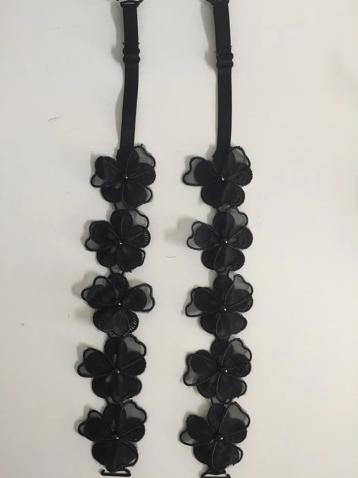 Black Flower 5 Декоративный милый большой цветок жемчужный кружевной бюстгальтер с бретельками Сменный пояс для нижнего белья женский интимный бюстгальтер аксессуары бретельки - Цвет: Black Flower 5