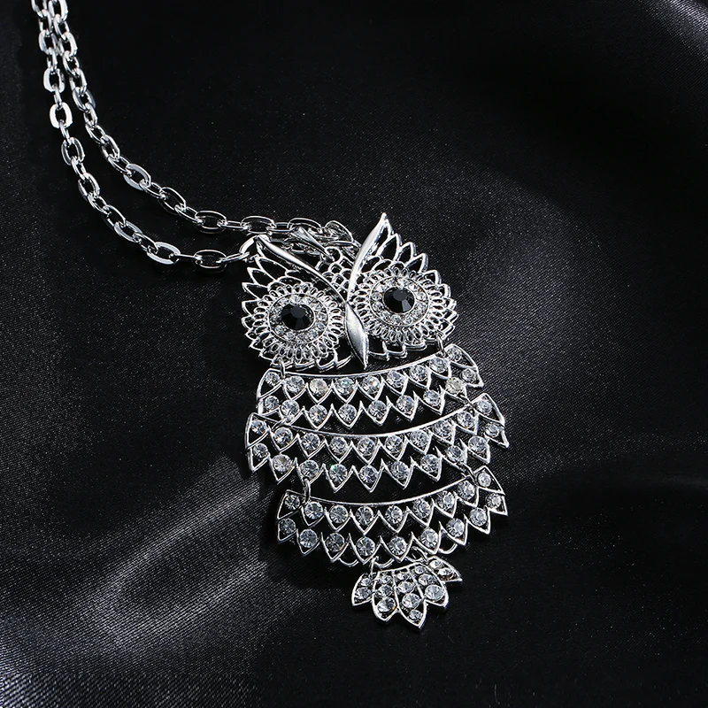 Цепочка с подвеской в виде большой совы для женщин|stone drop|owl pendantowl pendant necklace |