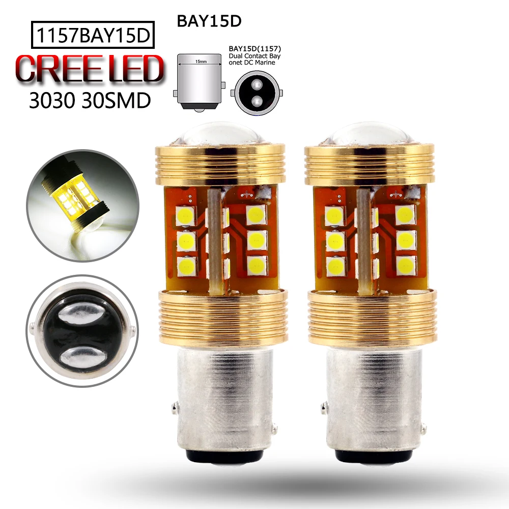 2xhigh яркий S25 BA15D 1157 30 светодиодный Cree чип SMD3030 тормозной светильник стробоскоп 12В