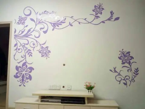 Красивый цветок лоза дизайн акриловые наклейки DIY наклейки для гостиной ТВ фон украшения на стену - Цвет: Purple Left