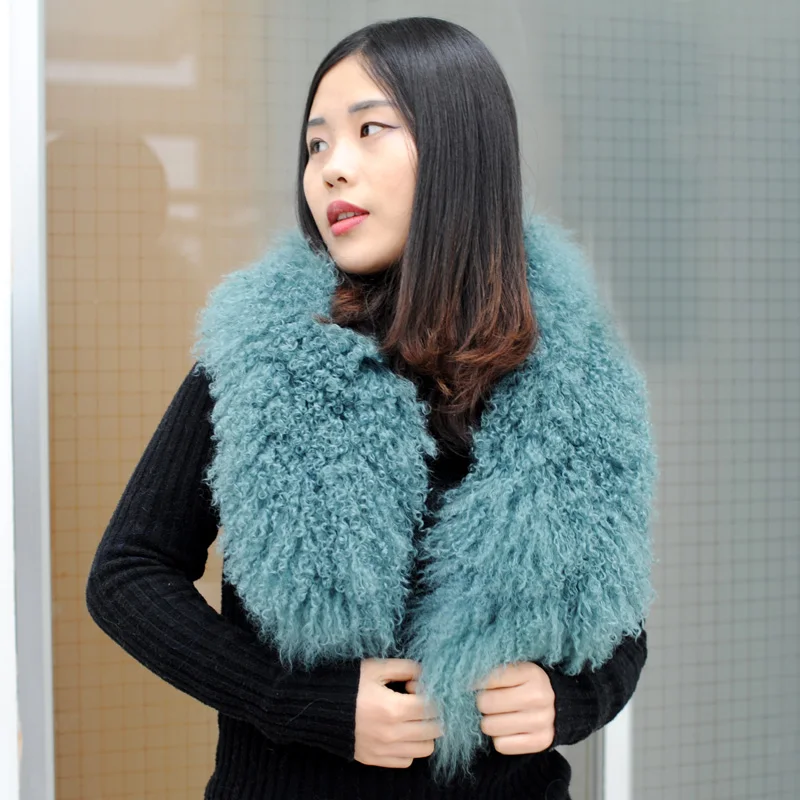 Free Shipping CX-A-52J Women Winter Collar Wholesale Real Mongolian Lamb Fur Scarf |