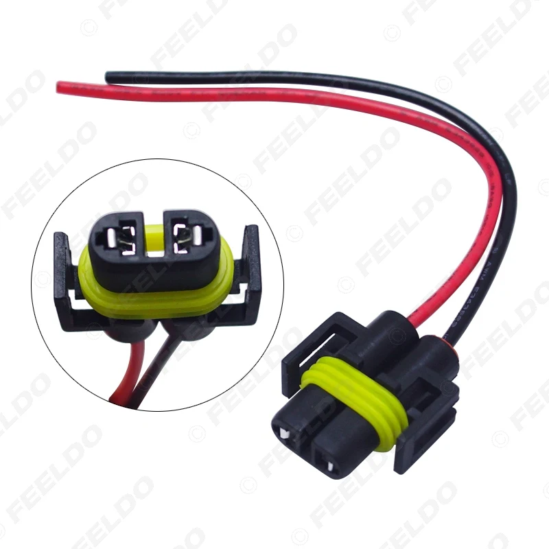 FEELDO H11 Female Adapter Wiring Harness Sockets Car Auto Wire Connector Cable Plug For HID LED Headlight Fog Lights Lamp Bulb | Автомобили