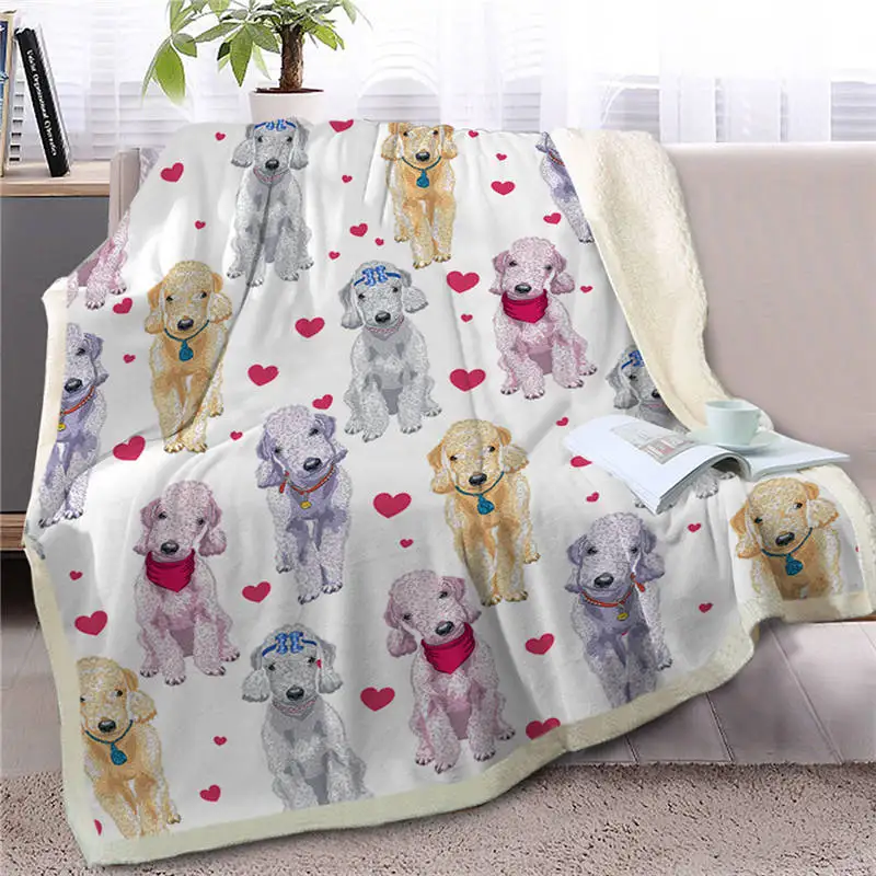 Dog1 Blesslive Ши тцу хиппи собака шерпа одеяло для кровати мультфильм животных белый плед для детей покрывала сердце мягкие постельные принадлежности - Цвет: Dog1