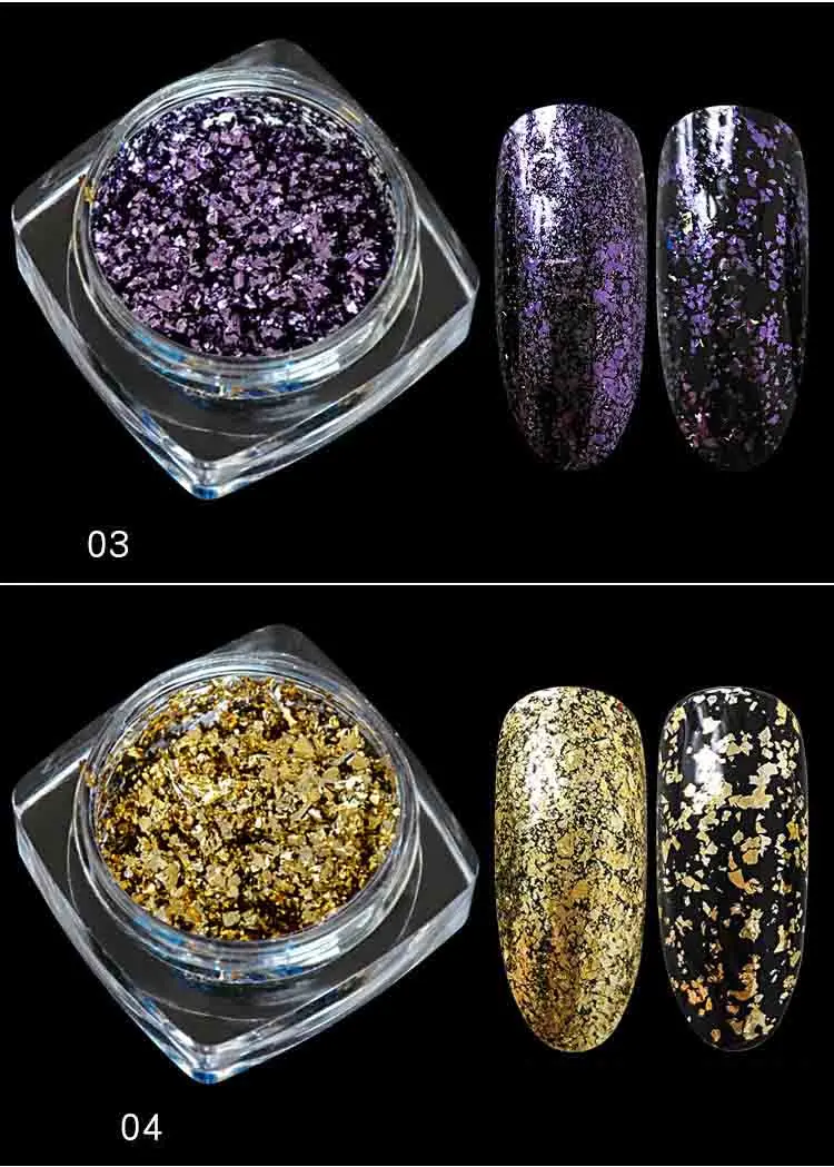 1 коробка алюминиевые фольги хлопья гвоздь блестящий порошок с зеркальным