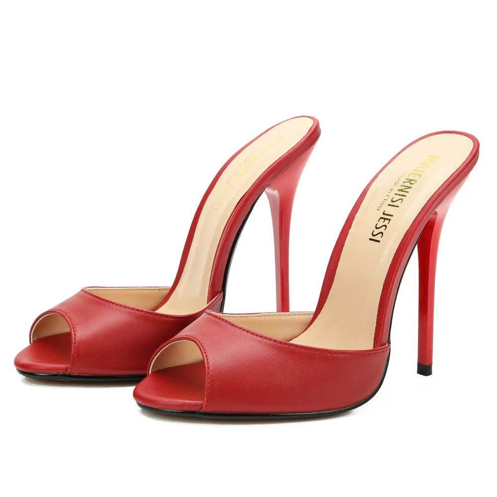 

2019 Women Slippers Popular Fashion Summer Women Mules Casual Female Shoes Pumps Peep Toe Slipper Stilettos High Heels Slippers