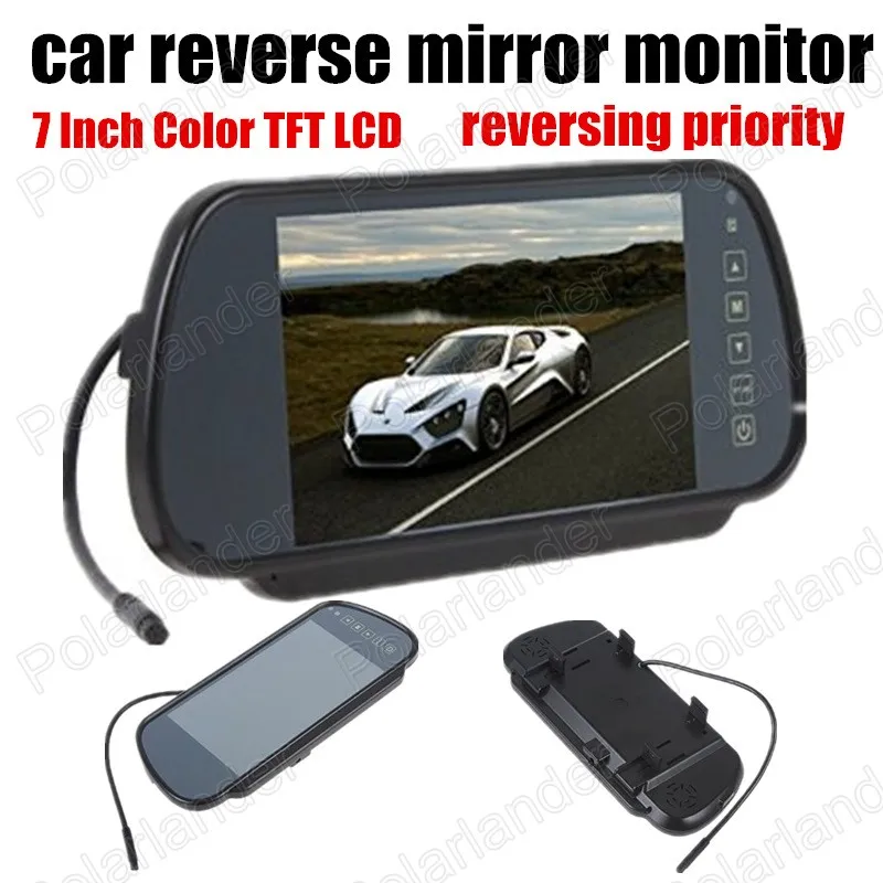 

Free shipping 234x480 7 inch LCD car rear view auto reverse mirror monitor backup camera reversing priority