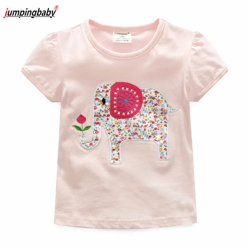 T7231 Kids T-shirt Jumingbaby/ футболка для девочек; детская футболка; летние топы с вышивкой животных; костюмы; vetement enfant fille; одежда для маленьких девочек - Цвет: T7231 Kids T-shirt