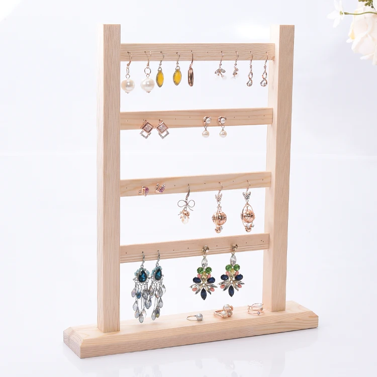 Solid Wood Earring Rack Four-layer Log Storage Holder Multi-layer Large Jewelry for Organizer Display | Украшения и аксессуары