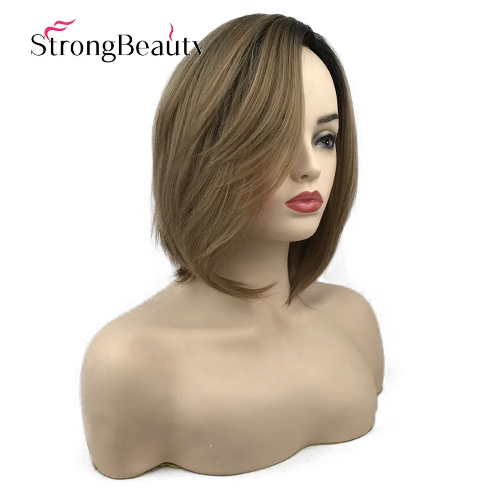 StrongBeauty короткие натуральные слоистые милые прямые светлые парики ТЕПЛО ОК синтетический парик Женские повседневные волосы