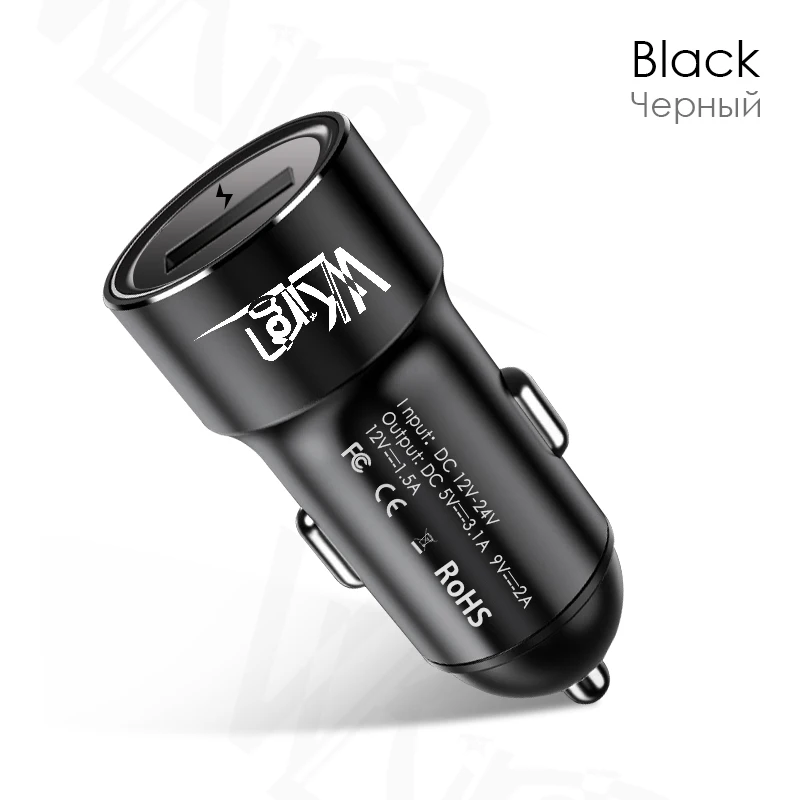 VVKing Быстрая зарядка 3,0 USB Автомобильное зарядное устройство Универсальный адаптер для iPhone XS samsung Xiaomi huawei LG мобильный телефон 3A Быстрая зарядка - Тип штекера: Black