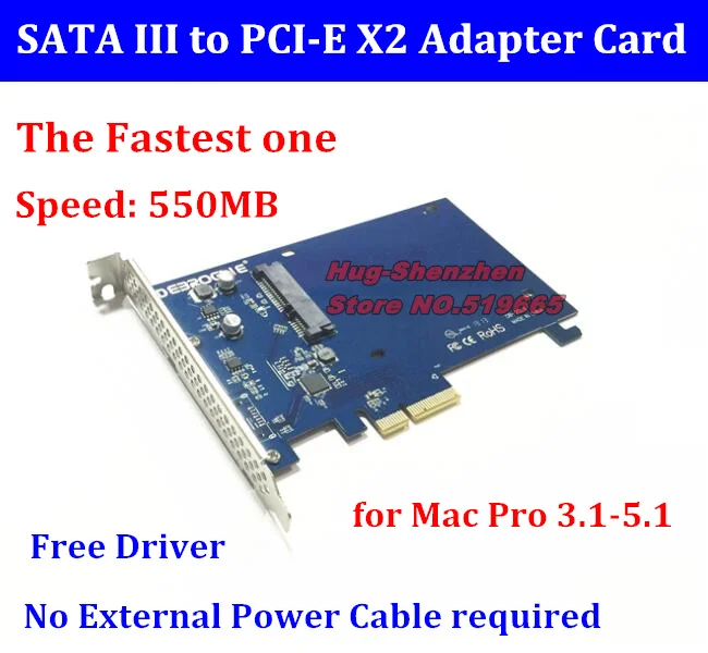 DEBROGLIE DB 2019 самую быструю скорость 500MB PCIE x2 до 2 5 'SATA III SSD адаптер карта для mac pro 3 1 OSX