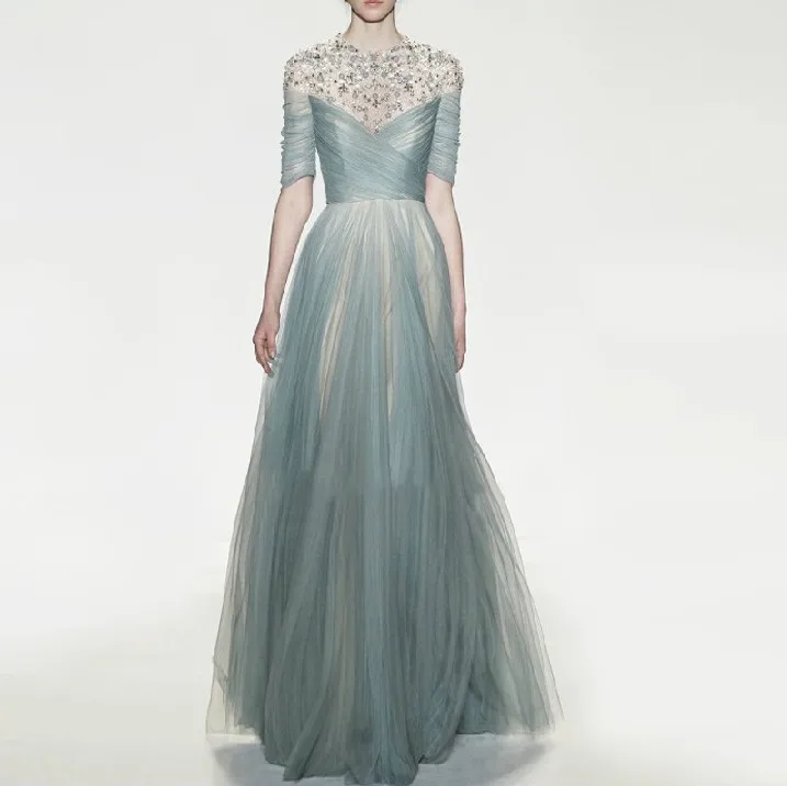 Шифоновые вечерние платья с V образным вырезом и бусинами TK156|formal evening dress|evening