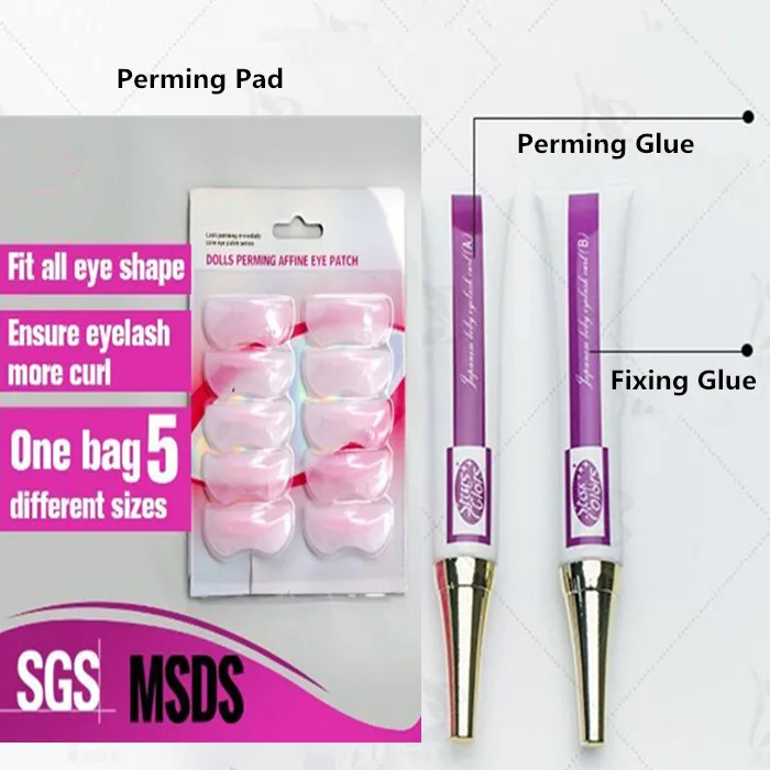 1 Set Professional A+B Perming Cream Liquid Glue Eyelash Lash Lift Perming Pad With Free Shipping