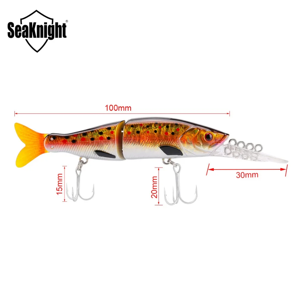 SeaKnight SK042 приманка для рыбной ловли гольян 1 шт. 13,5 г 10 см 0-1,2 м глубина плавающая Джеркбейт 2 секции длинный язык твердая приманка с VMC крючком