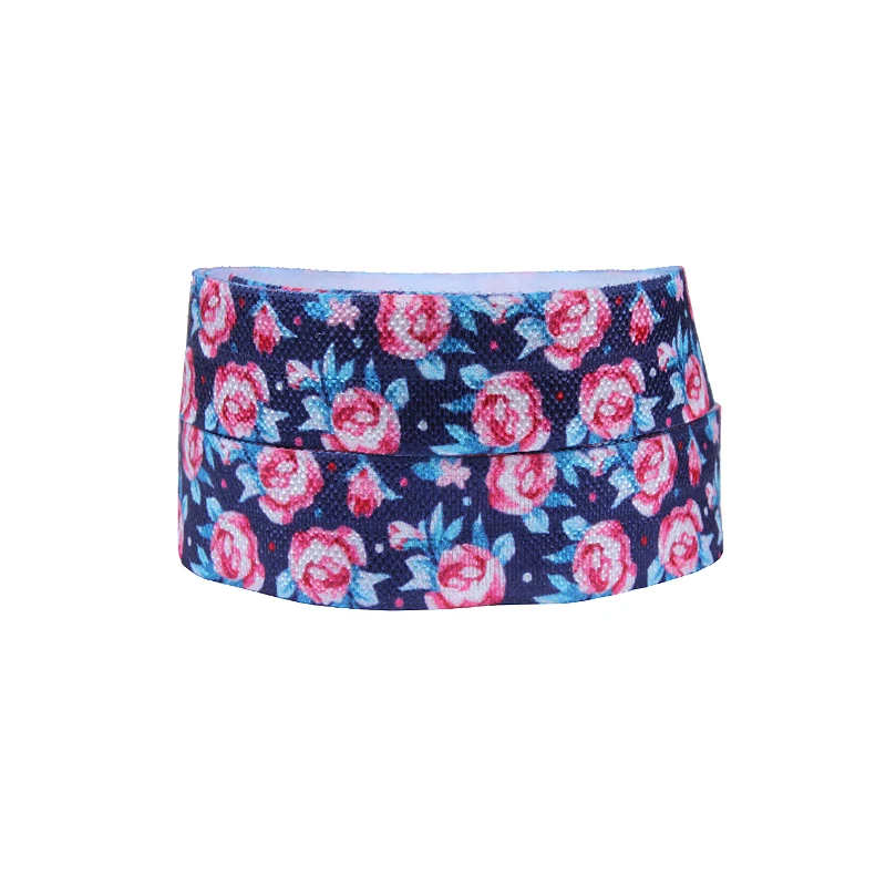 

Garment Accessories Webbing 5/8" Pink Rose Printed Flower Fold Over Elastic Foe