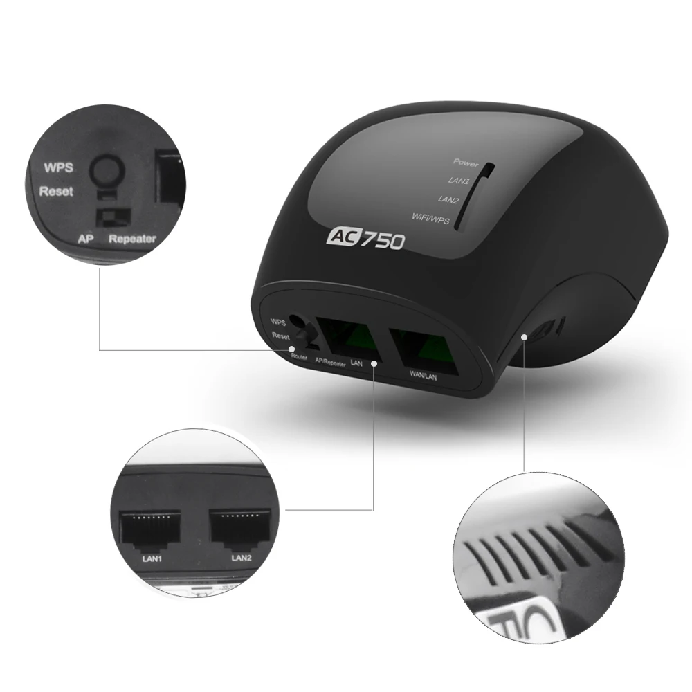 Wavlink AC750 Smart Wi-Fi ретранслятор/точка доступа усилитель сигнала двухдиапазонный