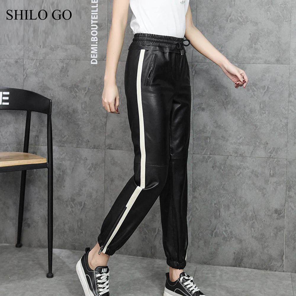 Женские кожаные брюки SHILO GO осенние модные из натуральной овечьей кожи