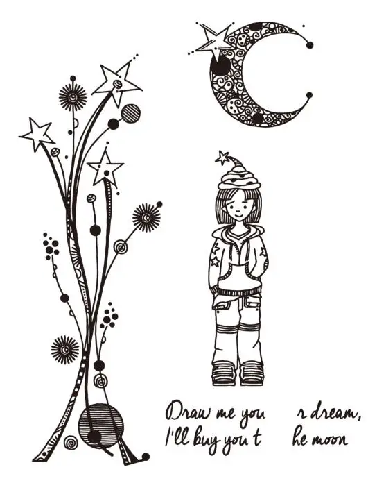 Moon girl Прозрачный прозрачный силиконовый штамп/печать для DIY