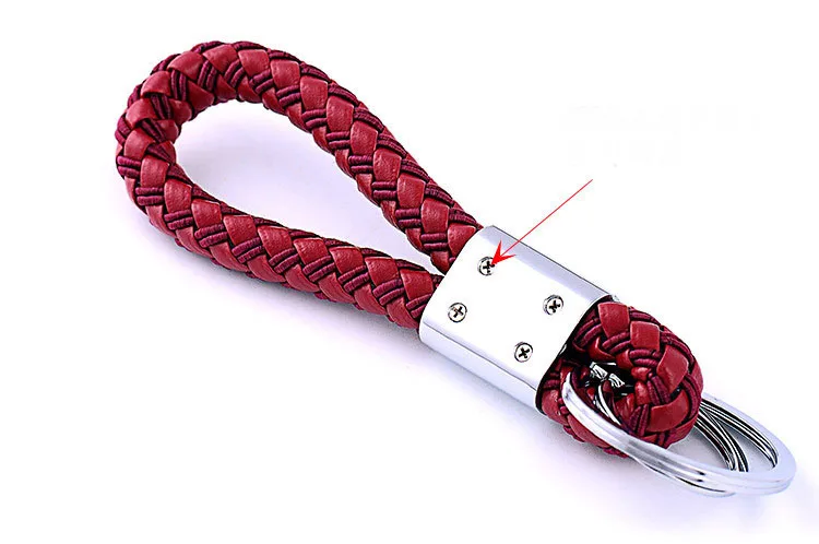 New Woven Leather Key Chain with 2 Rings Men Women business Keychain Party Gift Jewelry Keychian K3080 | Украшения и аксессуары