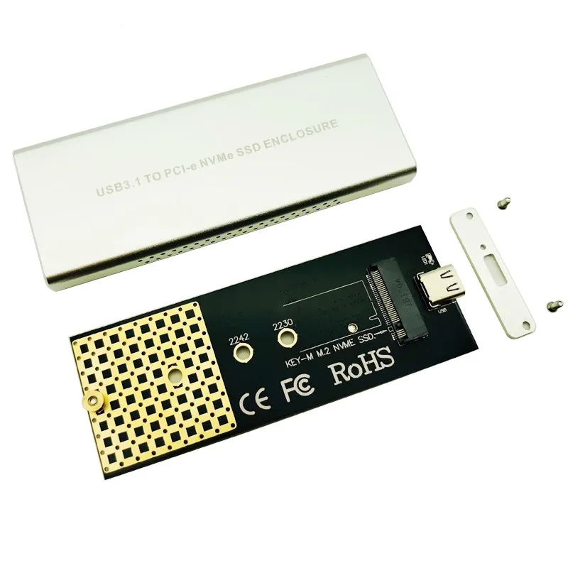PCIE M.2 NVME SSD Enclosure M Key Type C USB3.1 2240/2280 Case Full Aluminum 10Gbps External Box for Solid Disk Drive | Компьютеры и