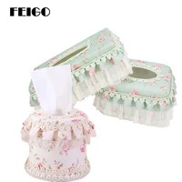 feigo mediterranean garden lace fabric roll paper tray tissue boxs paper towel reel for table decoration home accessories f483