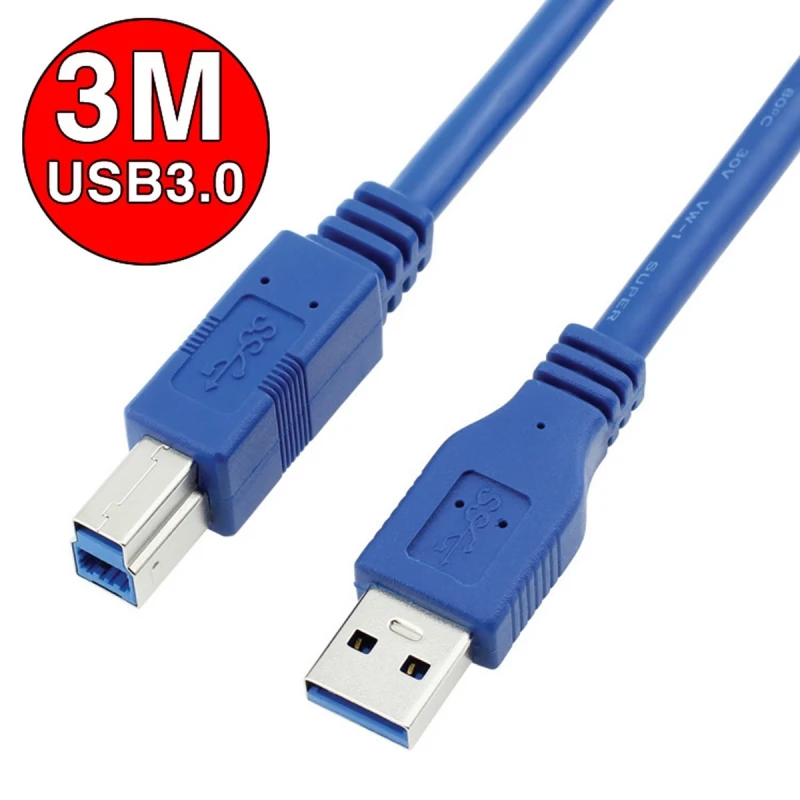 3 м Супер Скоростной USB 3,0 тип A штекер B Мужской кабель для синхронизации данных 5 Гбит/с AM/BM