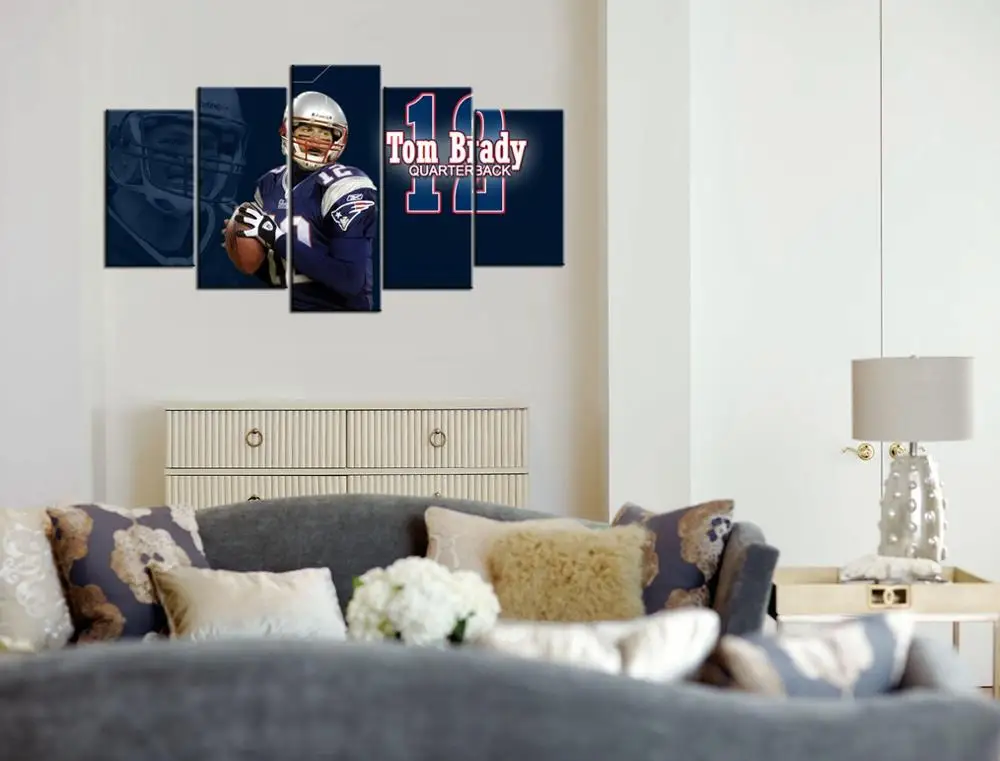 Hot Sale New England Patriots Football Bathroom Wall Art Decor Tom Brady Gifts Housewarming Living Room Poster Wholesale | Дом и сад