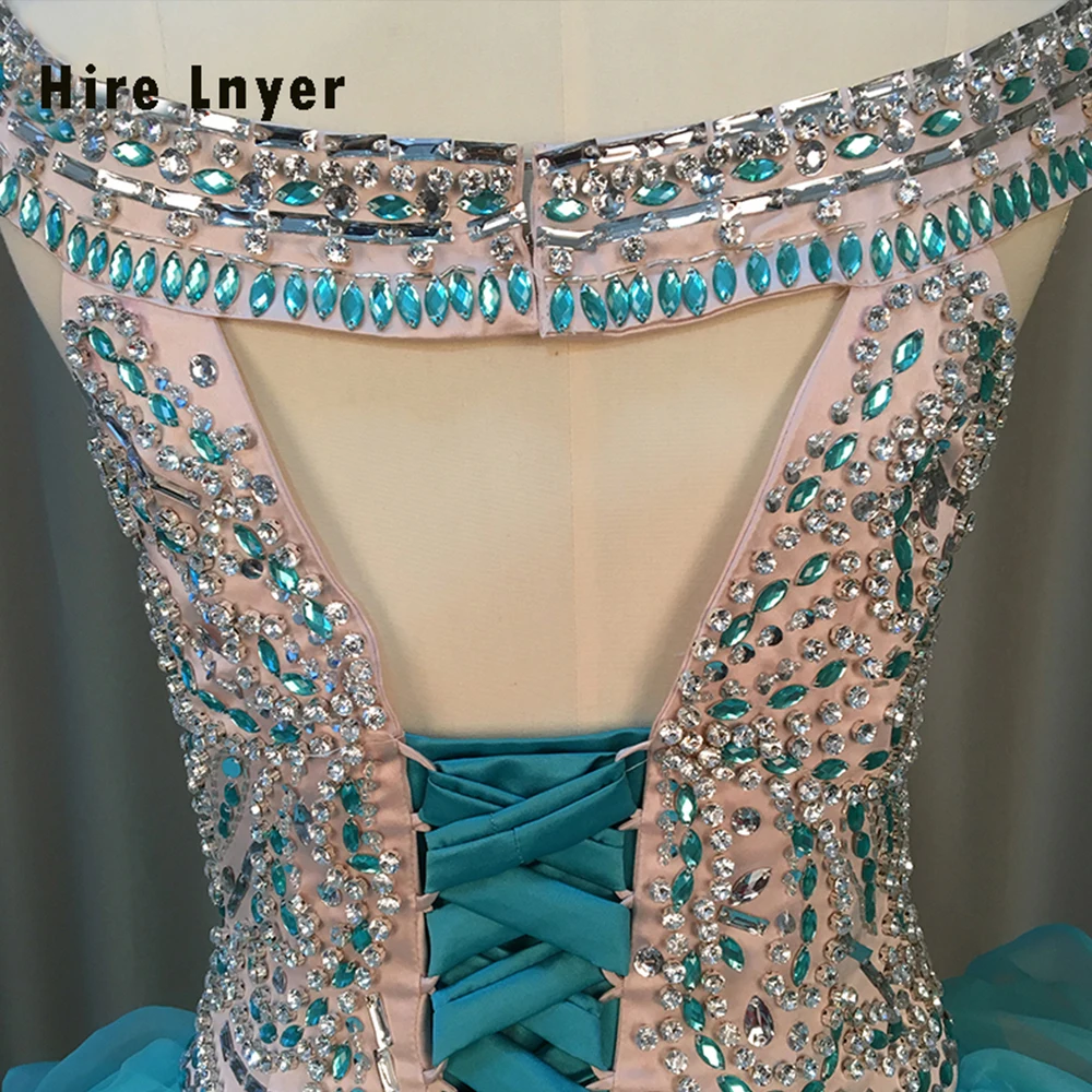 HIRE LNYER New Arrive Delicate Crystal Sky Blue Quinceanera Dresses Romantic Ruffles Vestido Sweetheart Party Dress Plus Size | Свадьбы и