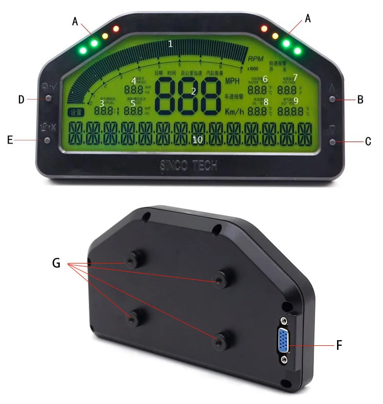 Дропшиппинг SINCOTECH DO908 автогонка тире Bluetooth Полный датчик приборной панели lcd ралли датчик