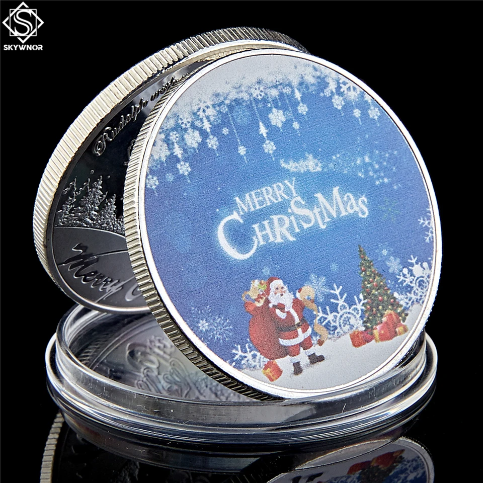 

2021 Merry Christmas Coin Gifts Santa Snowman Elf Toys Natal Deer Santa Claus Happy New Year