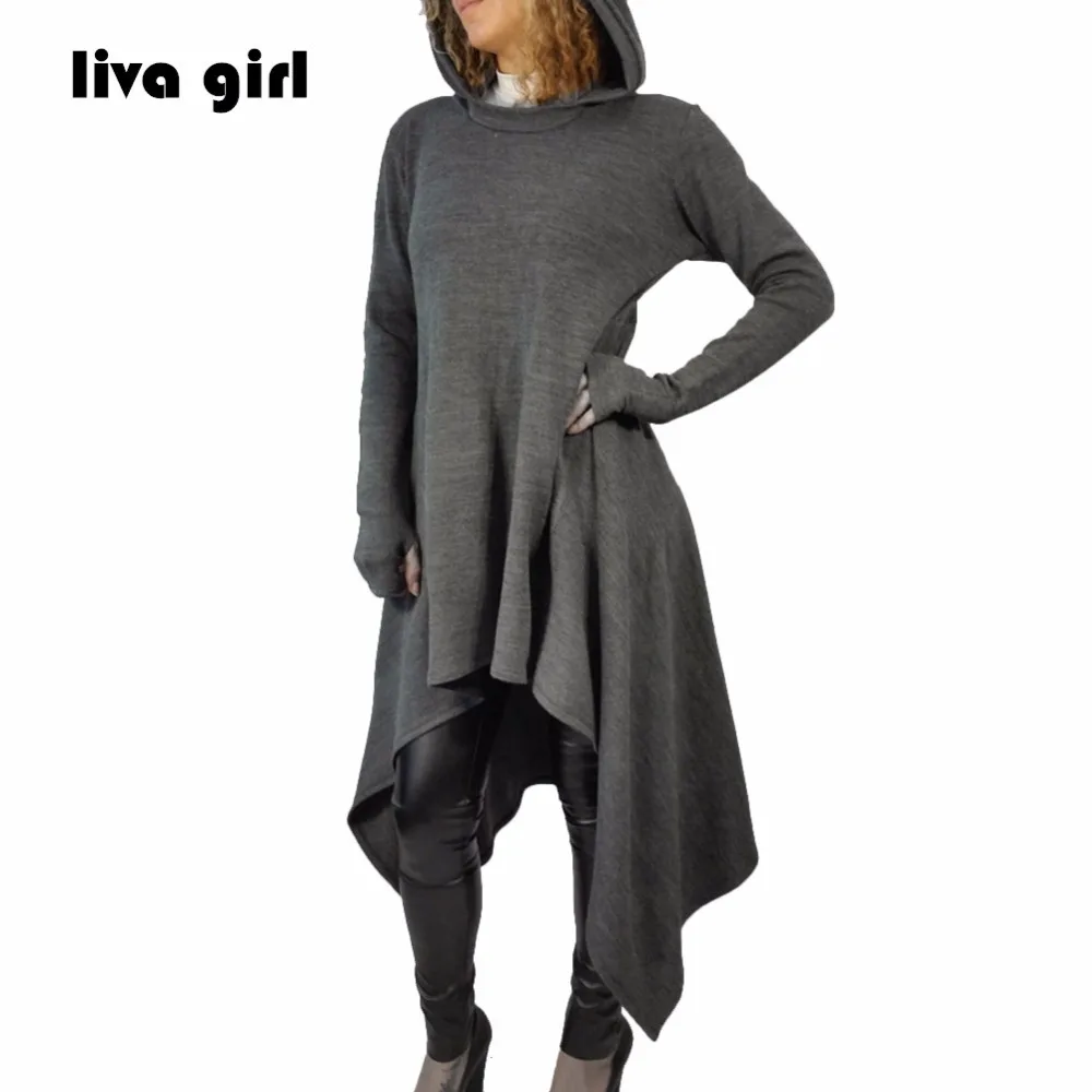 2016 New Autumn Winter Women Sweatshirts Casual Black Hoodies Long Sleeve Pullovers Turn-down Collar Coat XL Q562 | Женская одежда